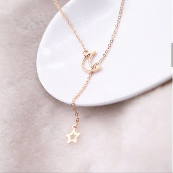 Gold Star and Moon Necklace Gold Star Moon Necklace Necklace Necklace Necklace - Picture 3 of 7